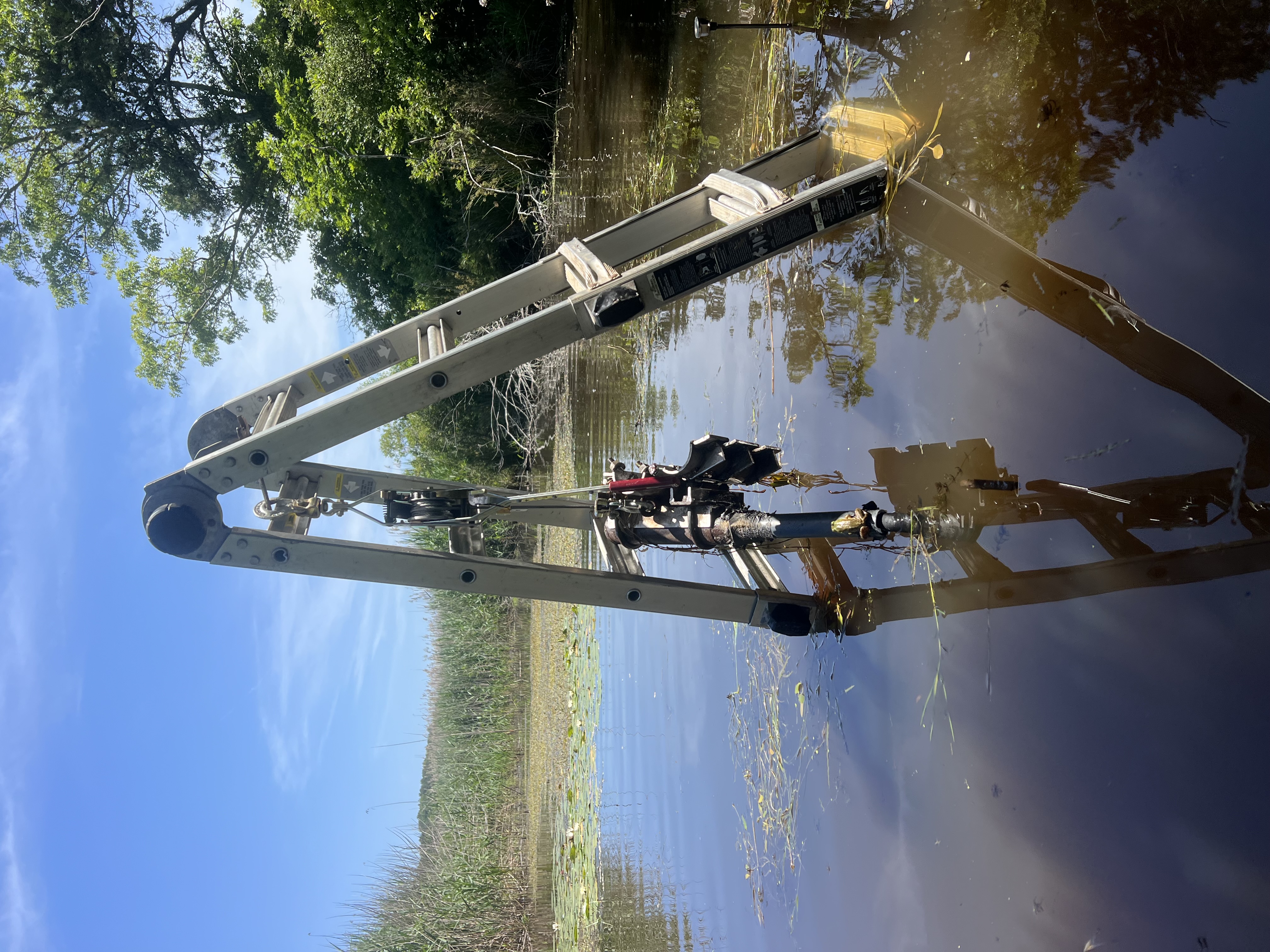 A-frame tripod and winch deployed for instrument installation in a wetland